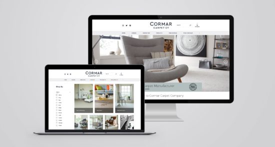 Carpet company retail website homepage on pc and laptop